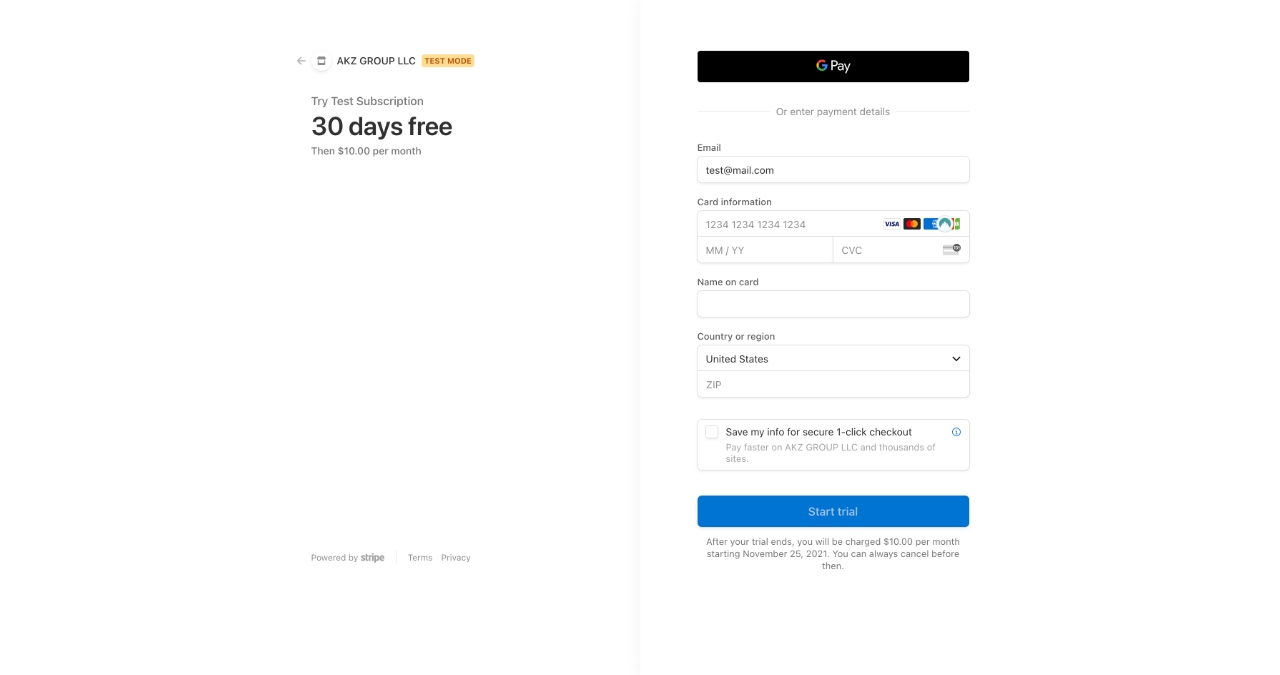 Stripe checkout session
